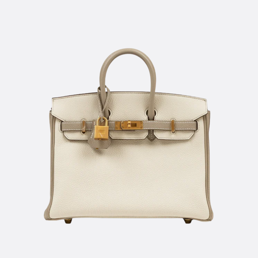 HERMÈS BIRKIN 25 HSS BAG IN CHALK / DOVE GREY TOGO LEATHER