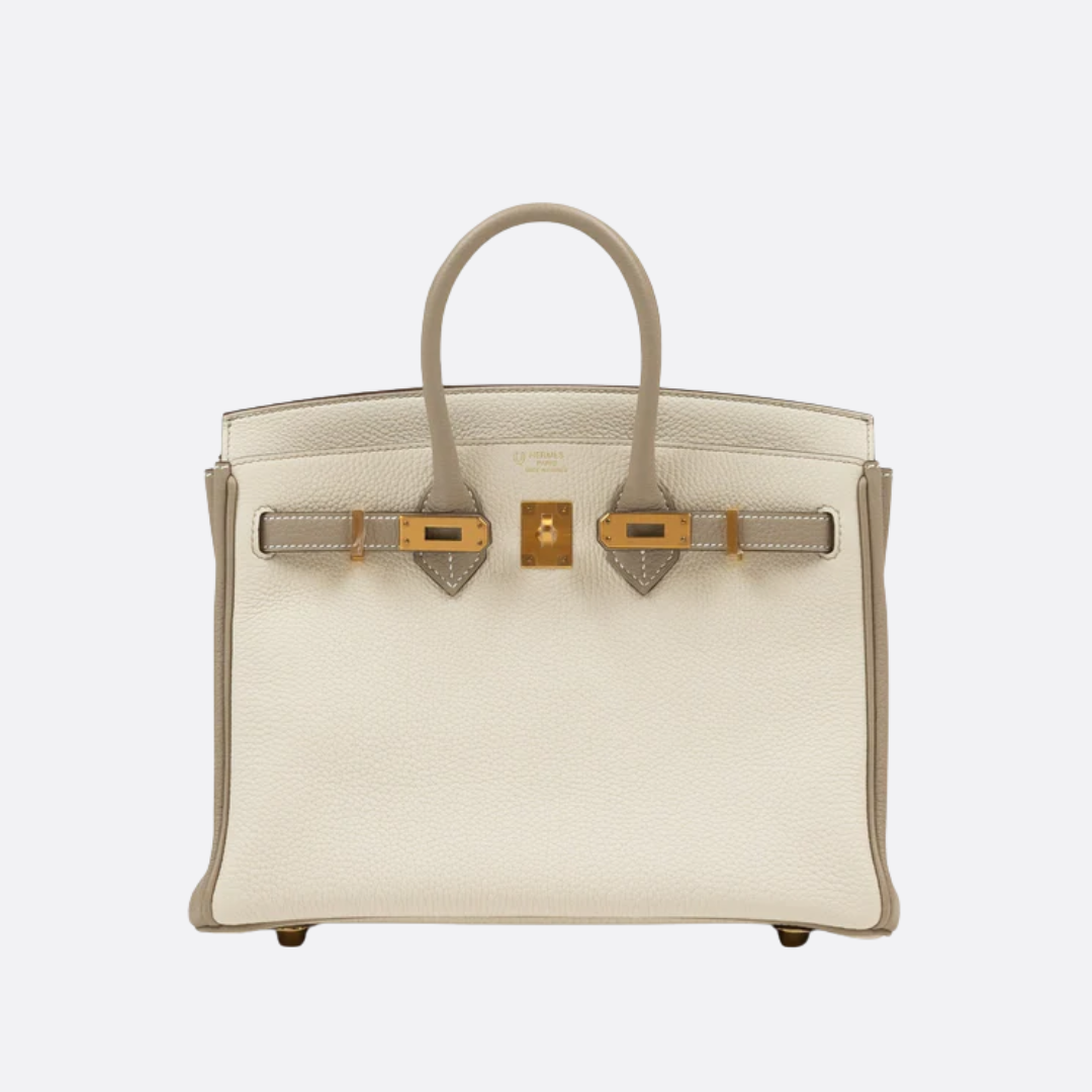HERMÈS BIRKIN 25 HSS BAG IN CHALK / DOVE GREY TOGO LEATHER