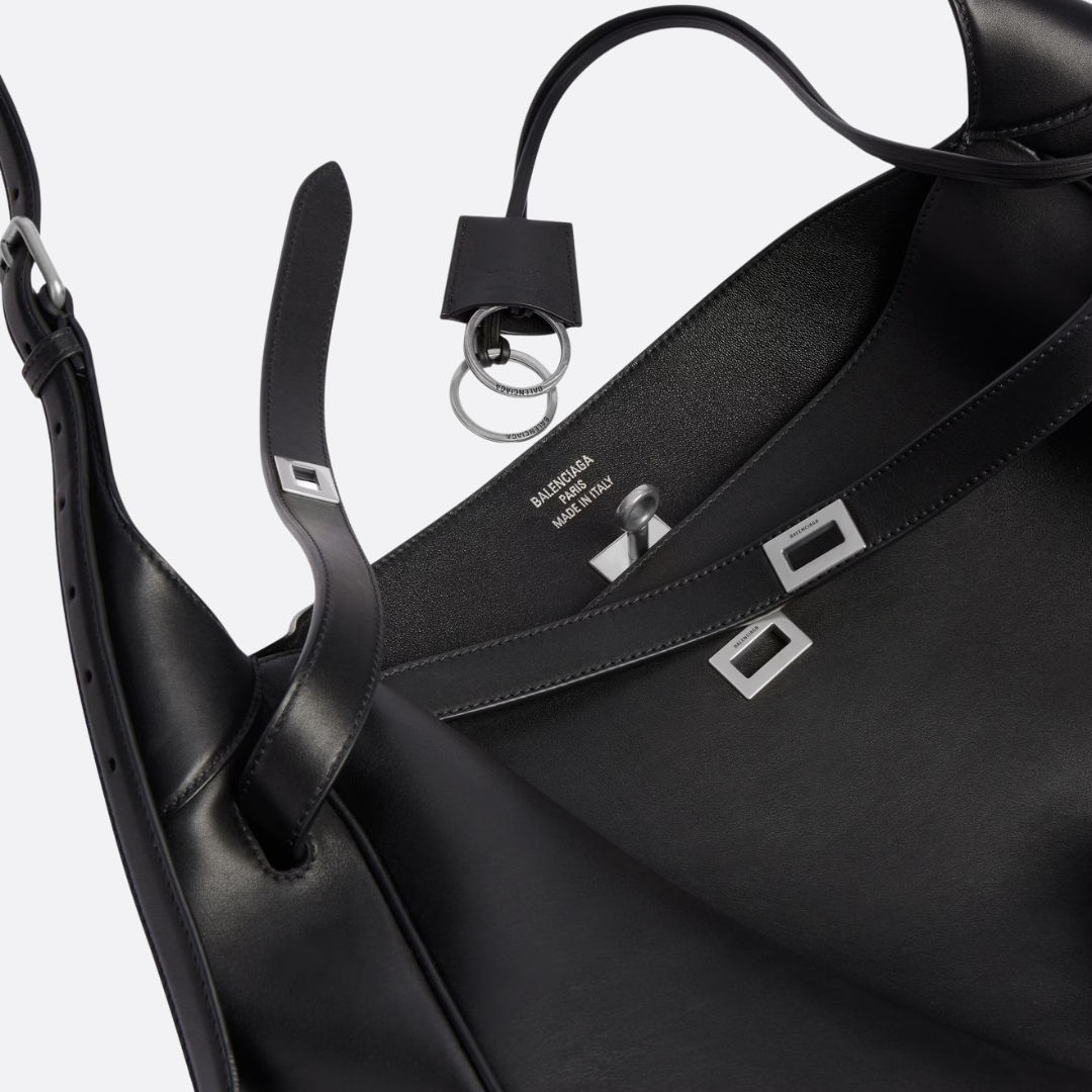 BALENCIAGA BEL AIR MEDIUM SHOULDER BAG IN BLACK CALF LEATHER