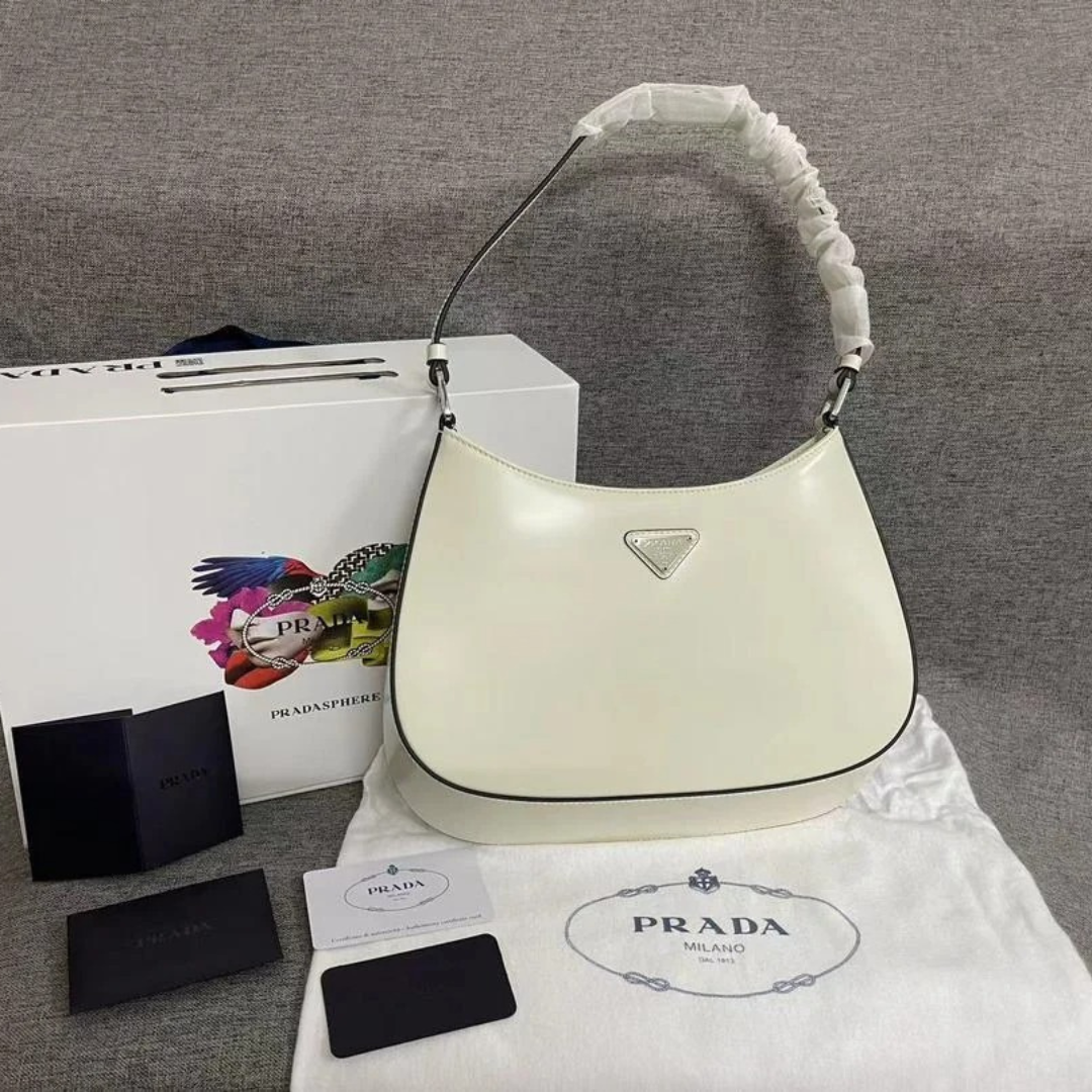PRADA CLEO SHOULDER BAG IN BRUSHED LEATHER