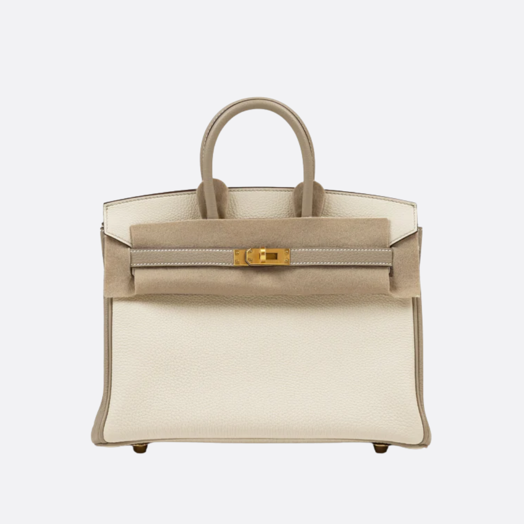 HERMÈS BIRKIN 25 HSS BAG IN CHALK / DOVE GREY TOGO LEATHER
