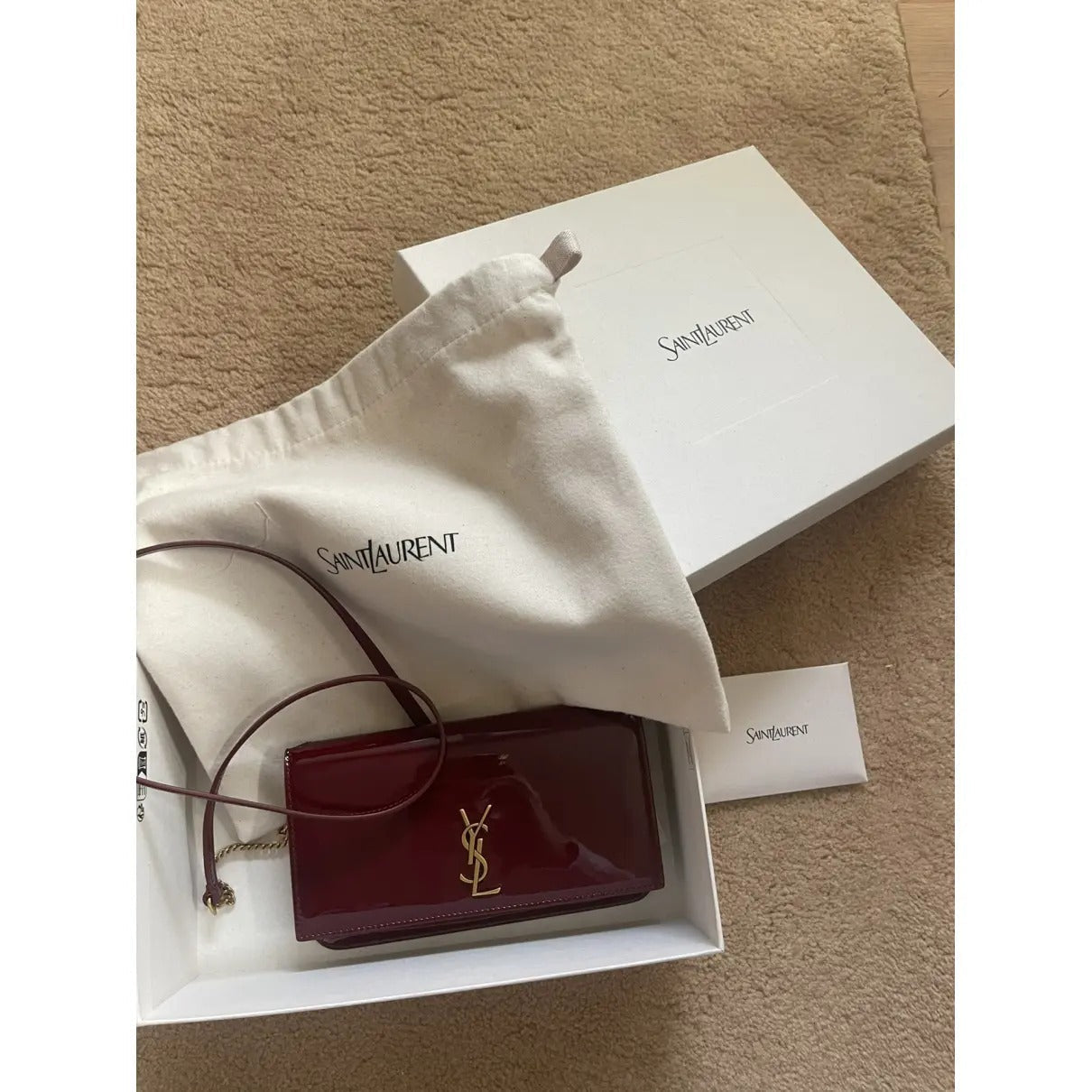 SAINT LAURENT KATE SMALL SHOULDER BAG IN PATENT LEATHER