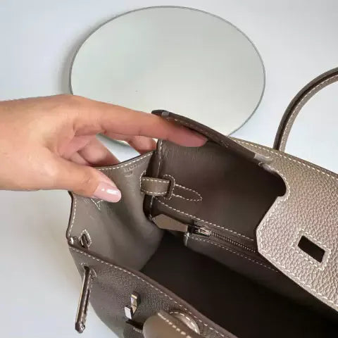 HERMÈS BIRKIN 25 HSS BAG IN CHALK / DOVE GREY TOGO LEATHER