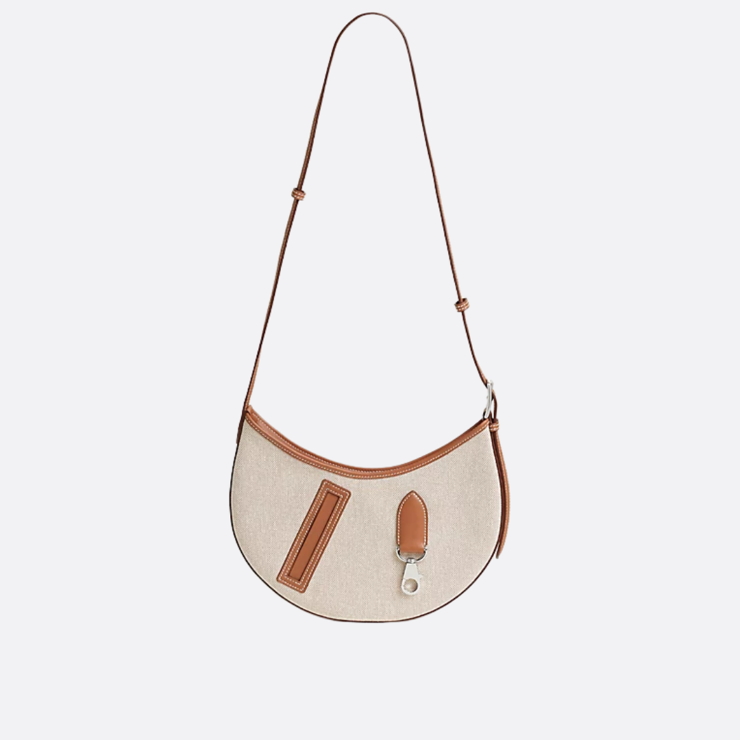 SMALL SADDLE BAG MADE OF FABRIC AND LEATHER FROM HERMÈS