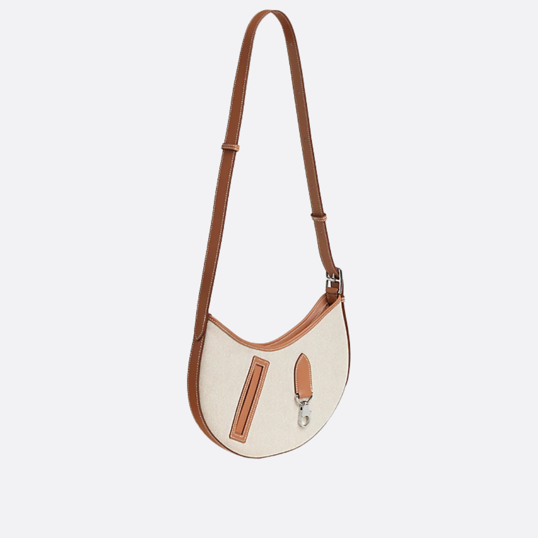 SMALL SADDLE BAG MADE OF FABRIC AND LEATHER FROM HERMÈS